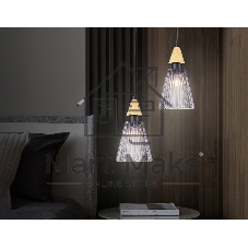 Светильник Ambrella light LH58111 BK/LW/SM черный/светлое дерево/дымчатый E14 max 40W D110*1500