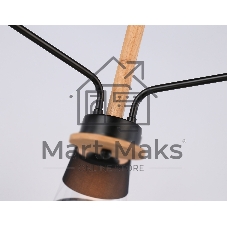 Светильник Ambrella light TR4740/3 BK/LW черный/светлое дерево E27/3 max 40W D760*350