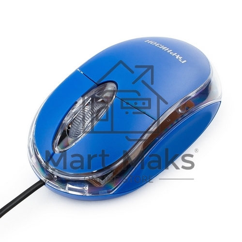 Мышь проводная Гарнизон GM-100B синий, 1000 dpi, USB, кнопки - 3