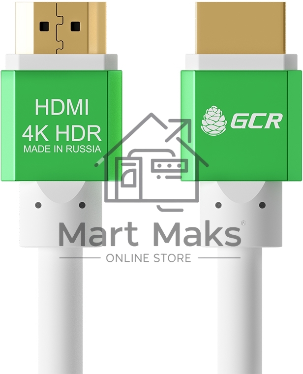 Кабель Greenconnect  1.0m HDMI версия 2.0, HDR 4:2:2, Ultra HD, 4K 60 fps 60Hz/5K*30Hz, 3D, AUDIO, 18.0 Гбит/с, 28/28 AWG, OD7.3mm, тройной экран, белый, AL корпус зеленый