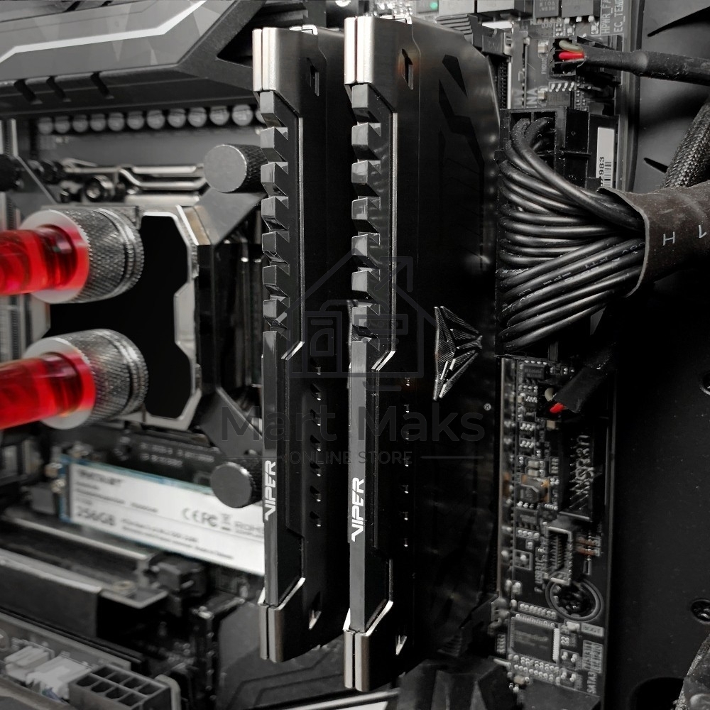 Оперативная память Patriot Viper Steel, DDR4, 8GB (2x4GB), 3200MHz, CL16, DIMM, с радиатором, черный
