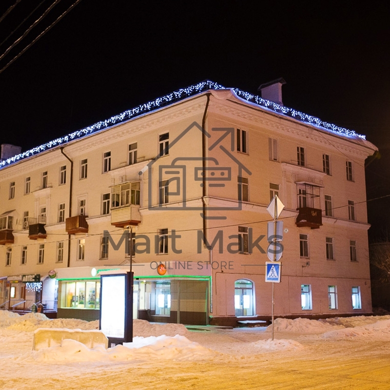 Гирлянда Айсикл (Бахрома) светодиодная 5х0,7 м, 152 LED, черный провод каучук, белое свечение NEON-NIGHT