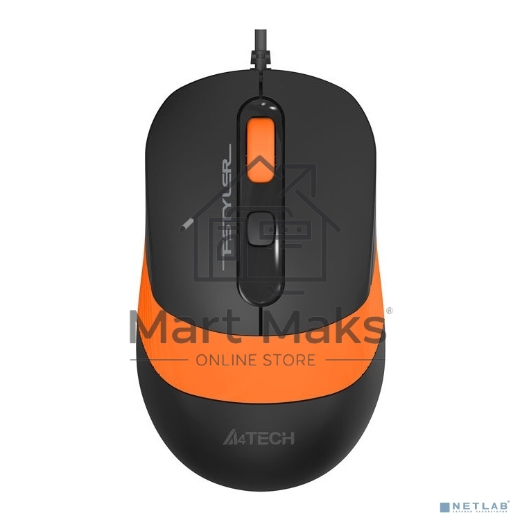 Мышь проводная A4Tech Fstyler FM10 черный/оранжевый, 1600 dpi, USB, кнопки - 4