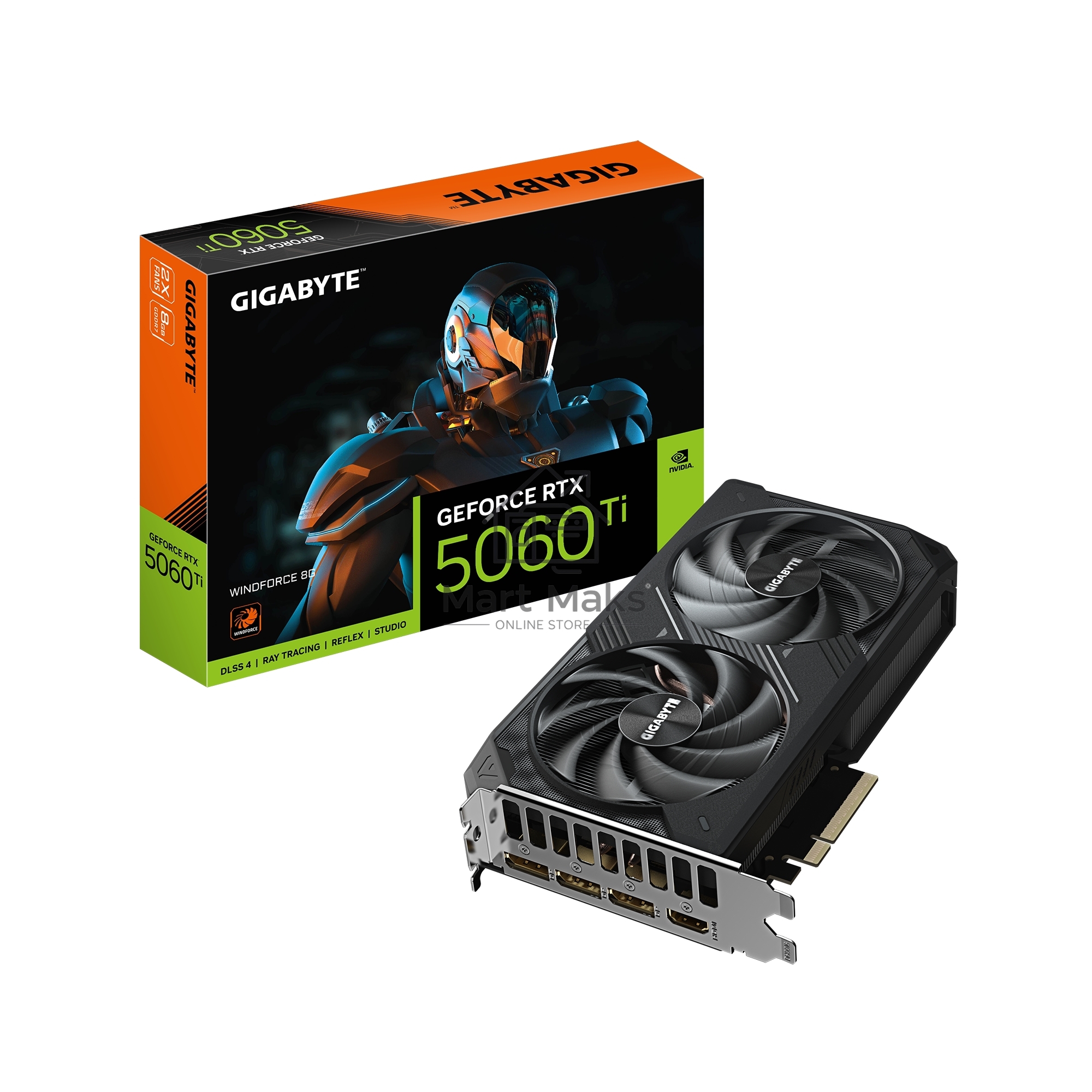 Видеокарта Gigabyte RTX5060Ti WINDFORCE 8GB GDDR7 128bit 3xDP HDMI 2FAN RTL