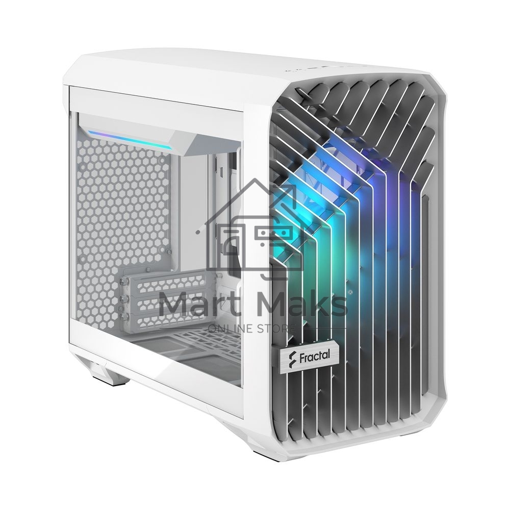 Корпус ПК без блока питания Fractal Design Torrent Nano RGB TG Clear Tint, Mini-Tower, 1x180mm RGB, 2xUSB-A 3.2 + 1xUSB 3.2 Type-C mITX, mDTX White