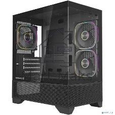 Корпус Powercase Vision Micro M4B, Tempered Glass, Type-C, 3x 120mm ARGB PWM Fan, чёрный, mATX (CVMM4B-A3)