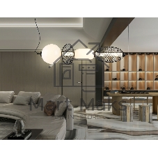 Подвесной светодиодный светильник Ambrella light LH11010 BK/FR черный/белый матовый 32W 3000K 915*220*220
