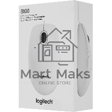 Мышь проводная Logitech B100 белый, 1000 dpi, USB, кнопки - 3