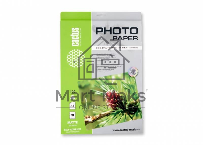 Самоклеящаяся бумага фотобумага Cactus CS-MSA310020матовая А3 100 г/м2 20 листов