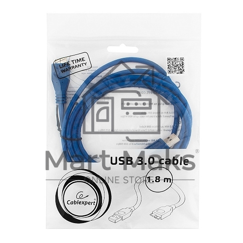 Кабель USB 3.0 для соед. 1.8м А-microB (5 pin) Gembird PRO позол.конт., пакет CCP-mUSB3-AMBM-6