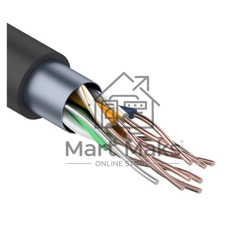 Кабель витая пара F/UTP кат.5E 4х2х24AWG solid CU PE Outdoor черный (м) Rexant 01-0146