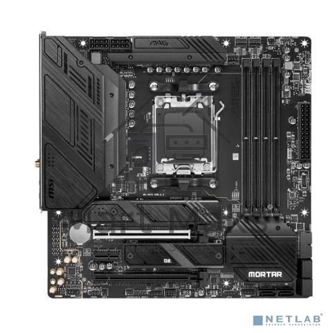 Материнская плата MSI MAG B650M MORTAR WIFI, AM5, AMD B650, 4xDDR5, 6xSATA, 2xM.2, 1xPCI-E 4.0 x16, 1xPCI-E 4.0 x4, 1xHDMI, 1xDP, 1x2.5Gb LAN, 3xUSB 3.2 Gen 2, 4xUSB 3.2 Gen 1, 1xUSB-C 3.2 Gen 2x2, 5x3.5мм аудио, 7.1, Micro-ATX