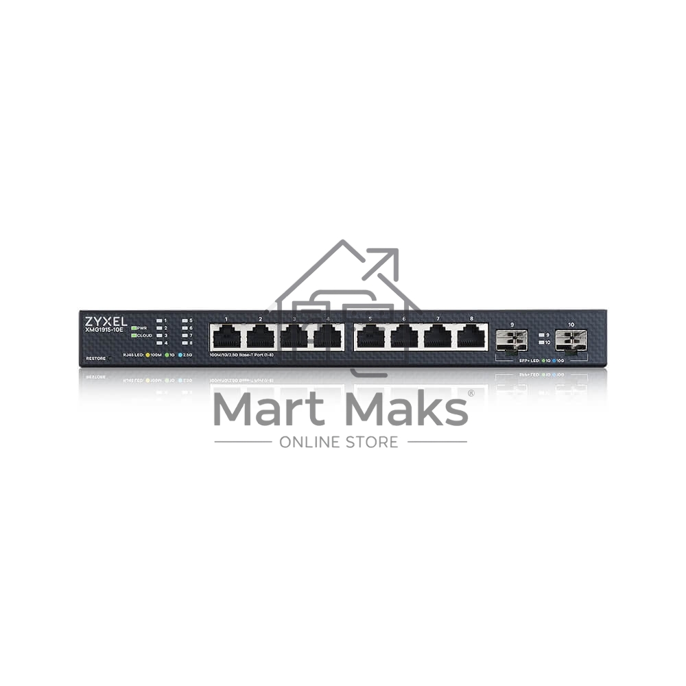 Мультигигабитный Smart L3 Lite коммутатор Zyxel NebulaFlex XMG1915-10E, 8xRJ-45: 1/2.5G, 2xSFP+, бесшумный (без вентилятора)