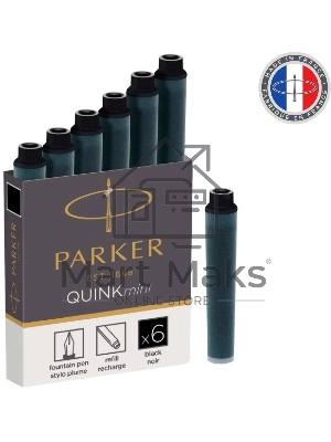 Картридж Parker Quink Z17 Mini (CW1950407) черные чернила, для ручек перьевых (6шт)