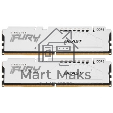 Оперативная память Kingston Fury Beast, DDR5, 32Gb (1x32Gb), 5600MHz, CL36, DIMM, с радиаторами, белый
