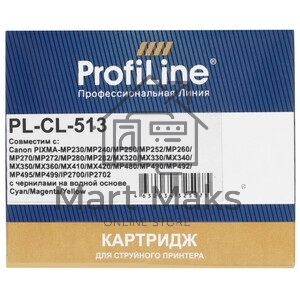 Картридж струйный ProfiLine PL-CL-513 для принтеров Canon Pixma iP2700 MP240/250/260/270/272/280/480/490/492/495/MX320/330/340/350 Color водн
