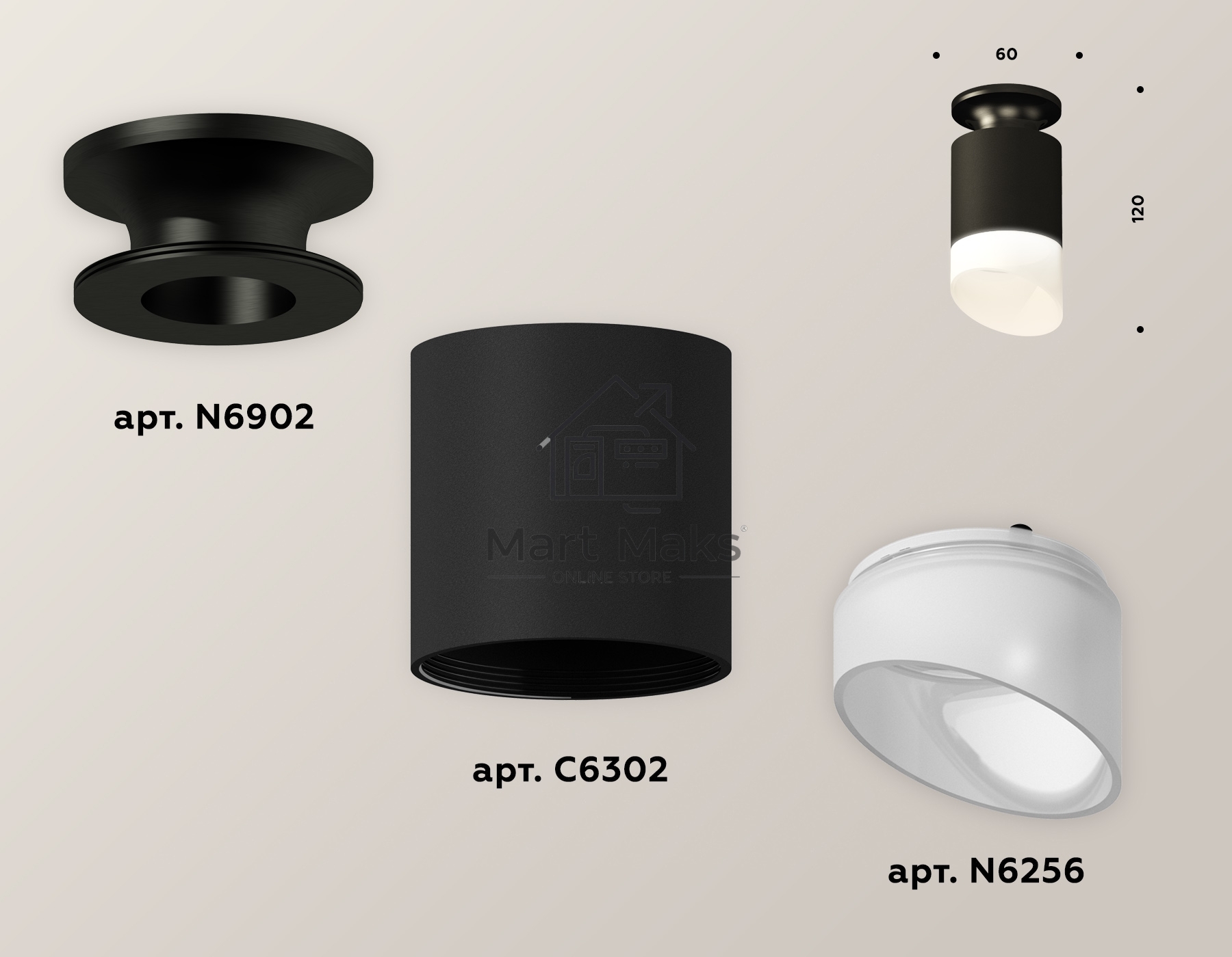 Светильник Ambrella Light XS6302112 SBK/PBK/FR черный песок/черный полированный/белый матовый MR16 GU5.3 (N6902, C6302, N6256)