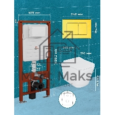 Комплект BAU 6 в 1: усиленная инсталляция BAU IDEAL, унитаз подвесной безободковый Bau Stil 51х35, сиденье дюропласт микролифт, клавиша BAU Light антивандальная, нерж. сталь золото