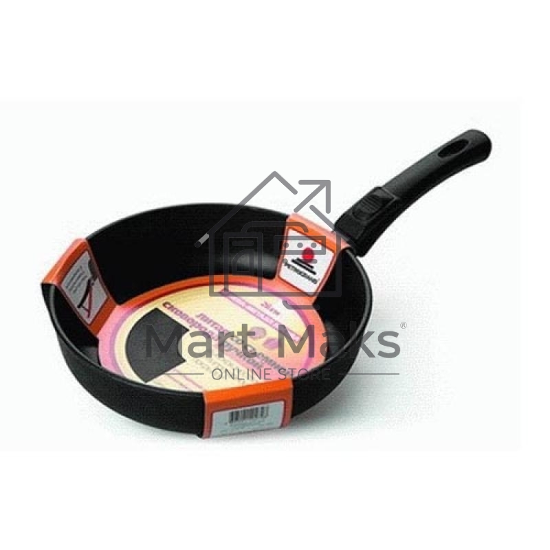 Сковорода НЕВА МЕТАЛЛ ПОСУДА 6024 д.24(Диаметр 24 см. Антипригарное покрытие Сталафлон, Съемная ручка, равномерно нагревается за счет особой конструкции корпуса по принципу 