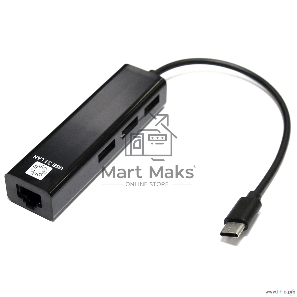 Кабель-адаптер 5bites UA3C-45-09BK USB3.1, 3хUSB2.0, RJ45 100MB, черный