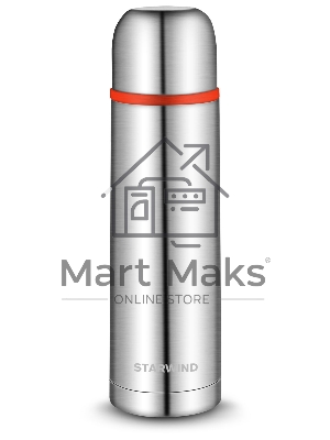 Термос для напитков Starwind 10-500 0.5 л, серебристый/красный, картонная коробка