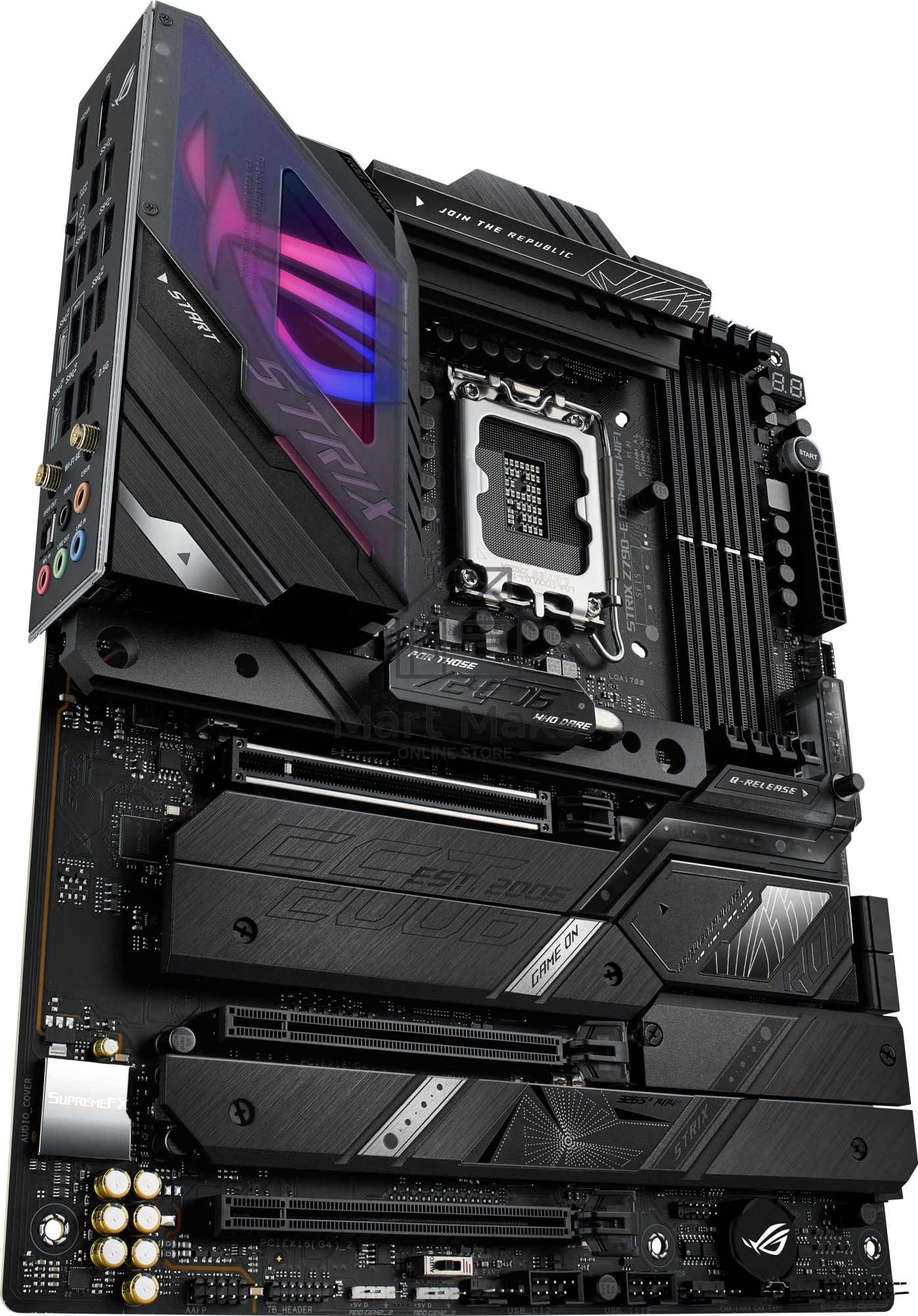 Материнская плата ASUS ROG STRIX Z790-E GAMING WIFI, LGA 1700, Intel Z790, 4xDDR5, 4xSATA, 5xM.2, 1xPCIe 5.0 x16, 2xPCIe 4.0 x4, 1xHDMI, 1xDP, 1x 2.5Gb LAN, 6xUSB-A 3.2 Gen 2, 4xUSB-A 3.2 Gen 1, 5x3.5 мм, 7.1, Standard-ATX