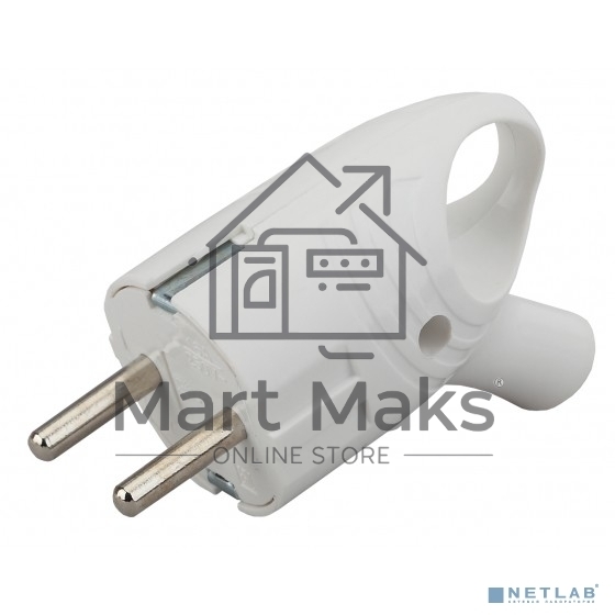 Вилка с/з угловая с кольцом 16A белая ЭРА (24/480/5760)