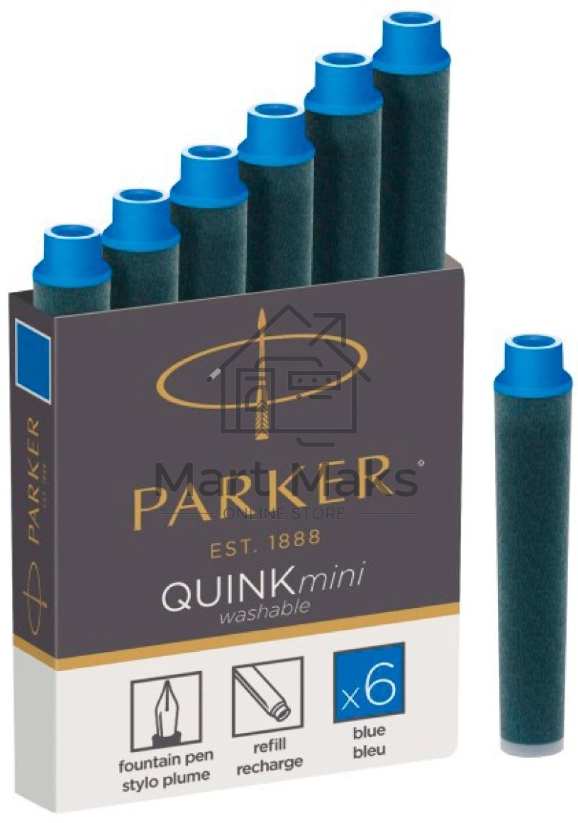 Картридж Parker Quink Z17 Mini (CW1950409) синие чернила, для ручек перьевых (6шт)