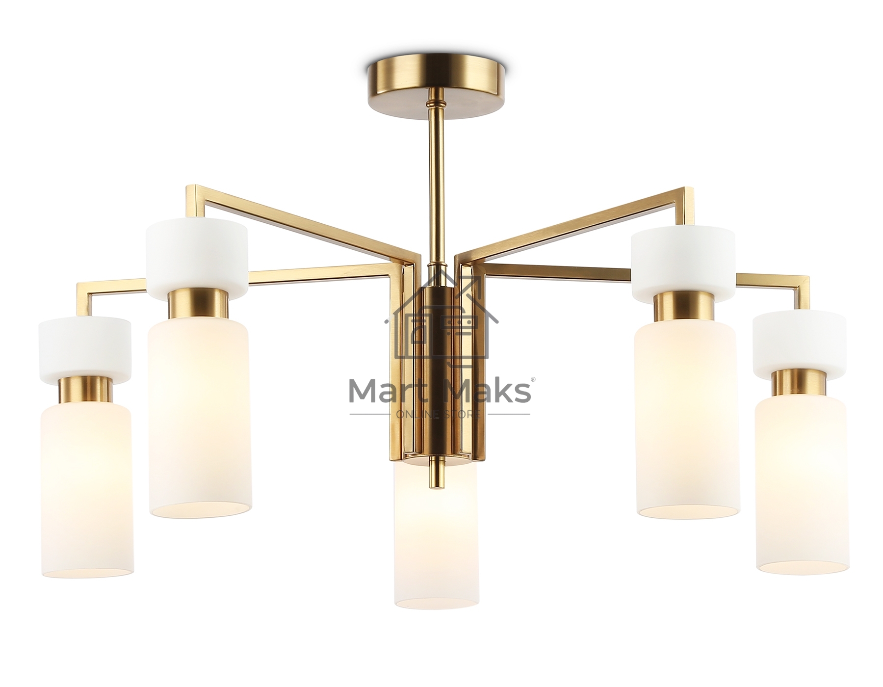 Люстра Ambrella light LH56124/5 BS/FR латунь/белый матовый E14*5 max 40W D605*350