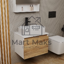 Комплект для ванной, 3 предмета (Тумба подвесная Bau Blackwood 60 + Раковина BAU Hotel 51х37, Смеситель высокий Hotel Black, черный)