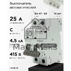 Автоматический выключатель Гарнизон CB-4763-2-25-4.5-C, ВА 47-63, 2P, 25А, 4.5кА (C)