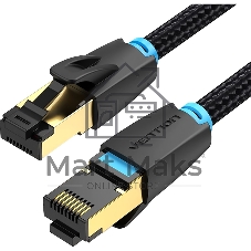 Патч-корд Vention прямой SFTP cat.8 RJ45 - 8м. Черный Тканевая оплетка