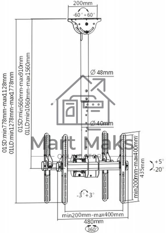 Кронштейн для телевизора Arm Media LCD-1850 черный 26