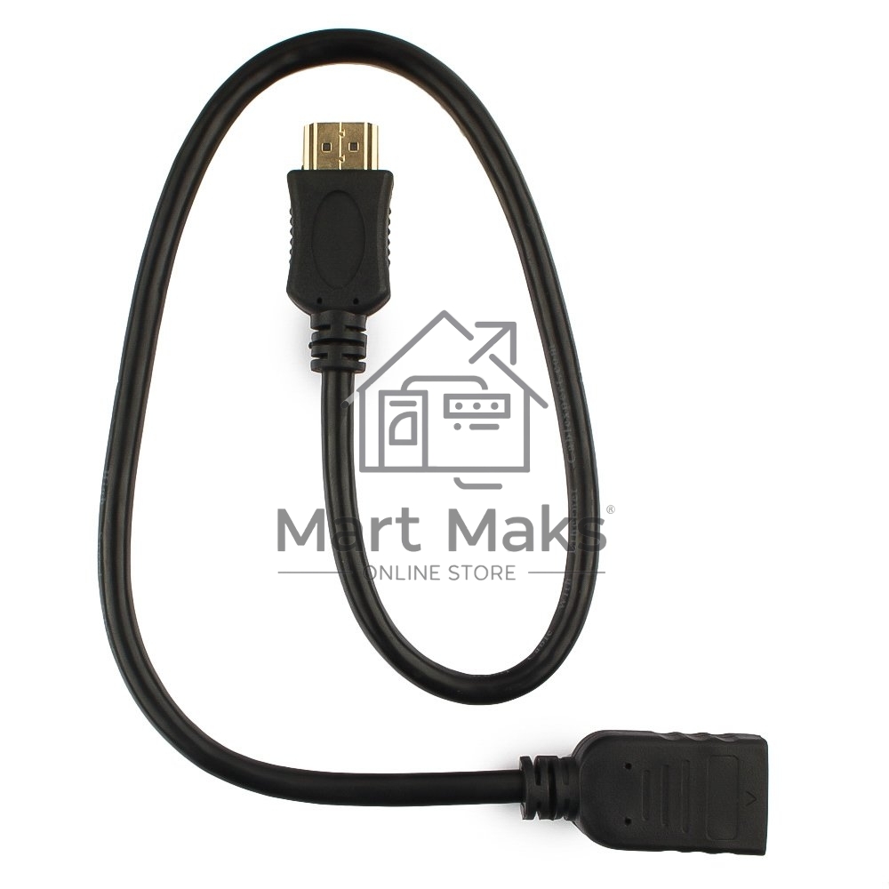 Кабель-удлинитель HDMI Cablexpert CC-HDMI4X-0.5M, 19M/19F, v2.0, позол.разъемы, экран, 0.5м, черный, пакет