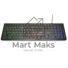 Клавиатура проводная с подсветкой Gembird KB-250L, USB, черный, 104 клавиши, подсветка Rainbow, шоколадный тип клавиш, кабель 1.5м