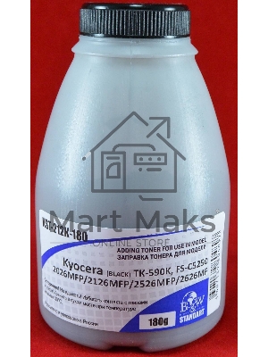 Тонер Kyocera TK-590K, FS-C5250/2026MFP/2126MFP/2526MFP/2626MF Black (фл. 180г) 7K B&W Standart (Tomoegawa) фас России