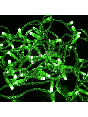 Гирлянда Нить 10м, с эффектом мерцания, прозрачный ПВХ, 24В, Зеленый