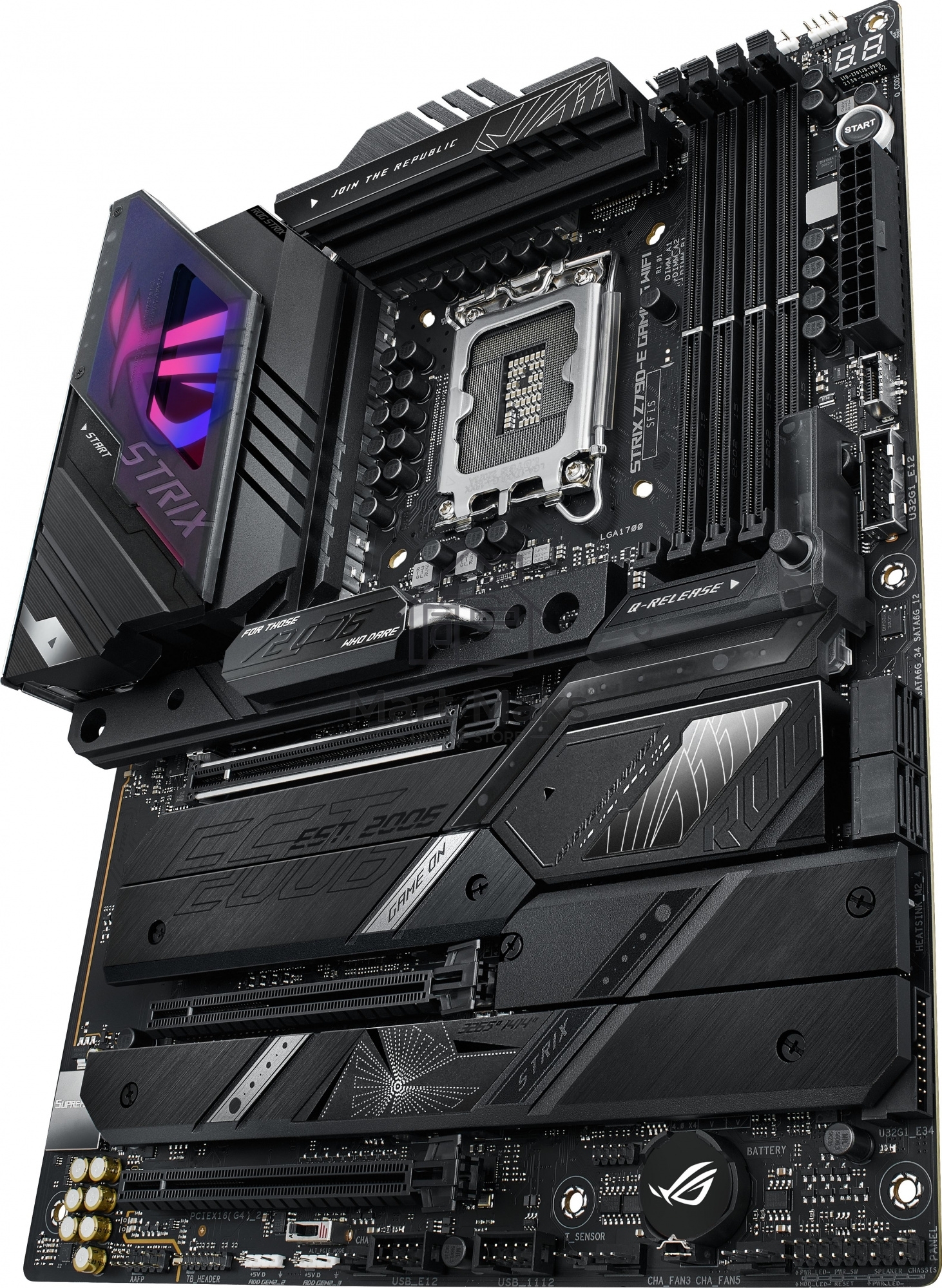 Материнская плата ASUS ROG STRIX Z790-E GAMING WIFI, LGA 1700, Intel Z790, 4xDDR5, 4xSATA, 5xM.2, 1xPCIe 5.0 x16, 2xPCIe 4.0 x4, 1xHDMI, 1xDP, 1x 2.5Gb LAN, 6xUSB-A 3.2 Gen 2, 4xUSB-A 3.2 Gen 1, 5x3.5 мм, 7.1, Standard-ATX