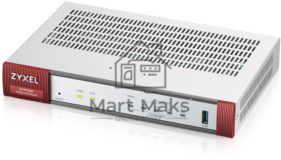 Межсетевой экран Zyxel ATP100 Firewall, 1xWAN GE, 1xOPT GE (LAN/WAN), 3xLAN/DMZ GE, 1xUSB3.0, AP Controller (8/24), NebulaFlex Pro, 1 Year Gold Subscription (AS, AV, CF, IDP / DPI, sandbox, SecuReporter, secure Wi-Fi, 24 access points) !AS+CF temporarily 