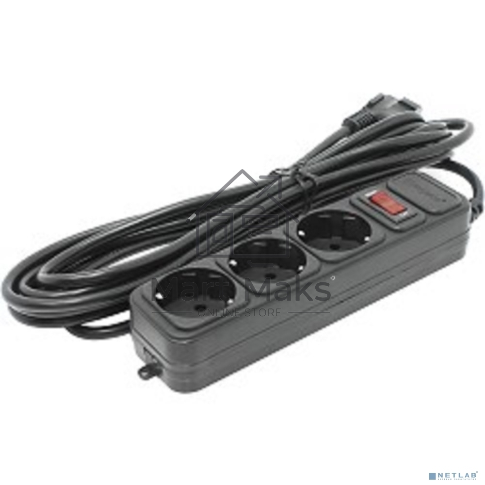 Сетевой фильтр ExeGate EX221182RUS SP-3-5B (3 розетки, 5м, евровилка, черный)