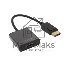Переходник с кабелем Bion HDMI - DisplayPort, 19F/20M, однонаправленный DP->HDMI, 15см, черный BXP-A-HDMI-DP-02