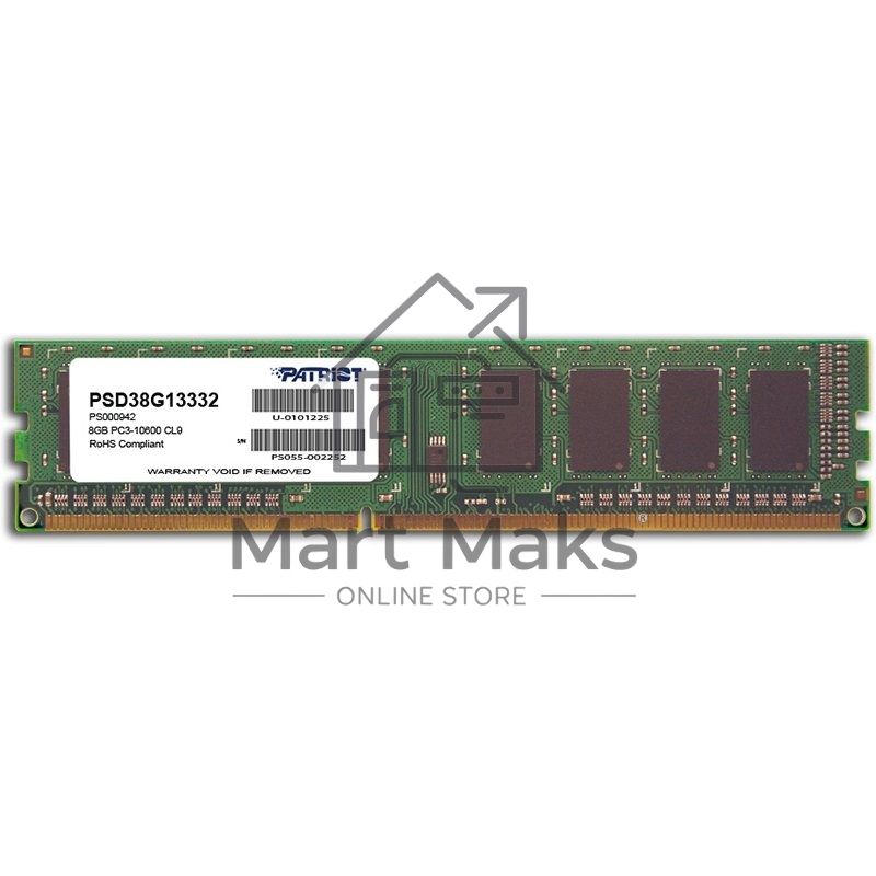 Оперативная память Patriot, DDR3, 8GB (1x8 GB), 1333 MHz, CL9, DIMM