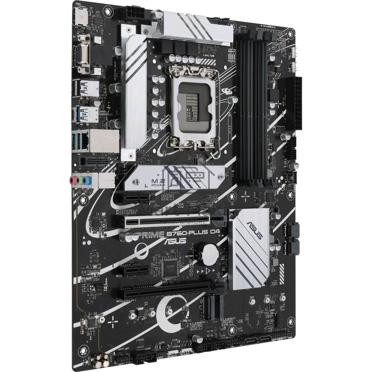 Материнская плата ASUS PRIME B760-PLUS D4, LGA 1700, Intel B760, 4xDDR4, 4xSATA, 3xM.2, 1xPCIe 4.0 x4, 1xPCIe 5.0 x16, 1xHDMI, 1xDP, 1xVGA, 1x 2.5Gb LAN, 1xUSB 3.2 Gen 2, 2xUSB-A 3.2 Gen 2, 3x3.5 мм, 7.1, ATX