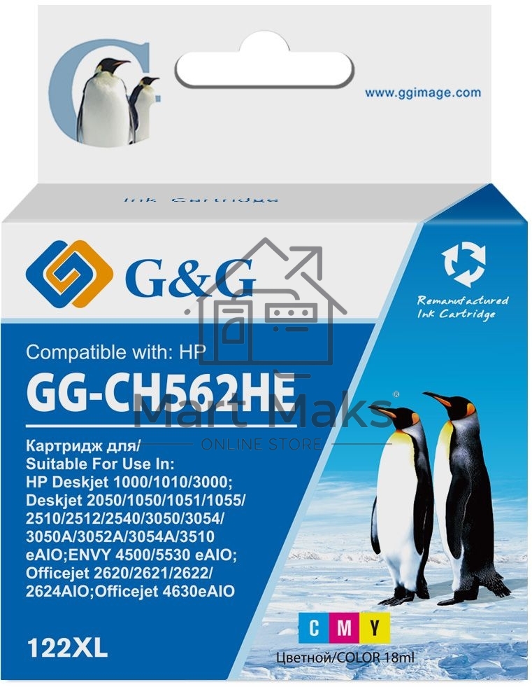 Картридж струйный G&G GG-CH562HE 122 многоцветный (18мл) для HP DJ 1050A/2050A/3000