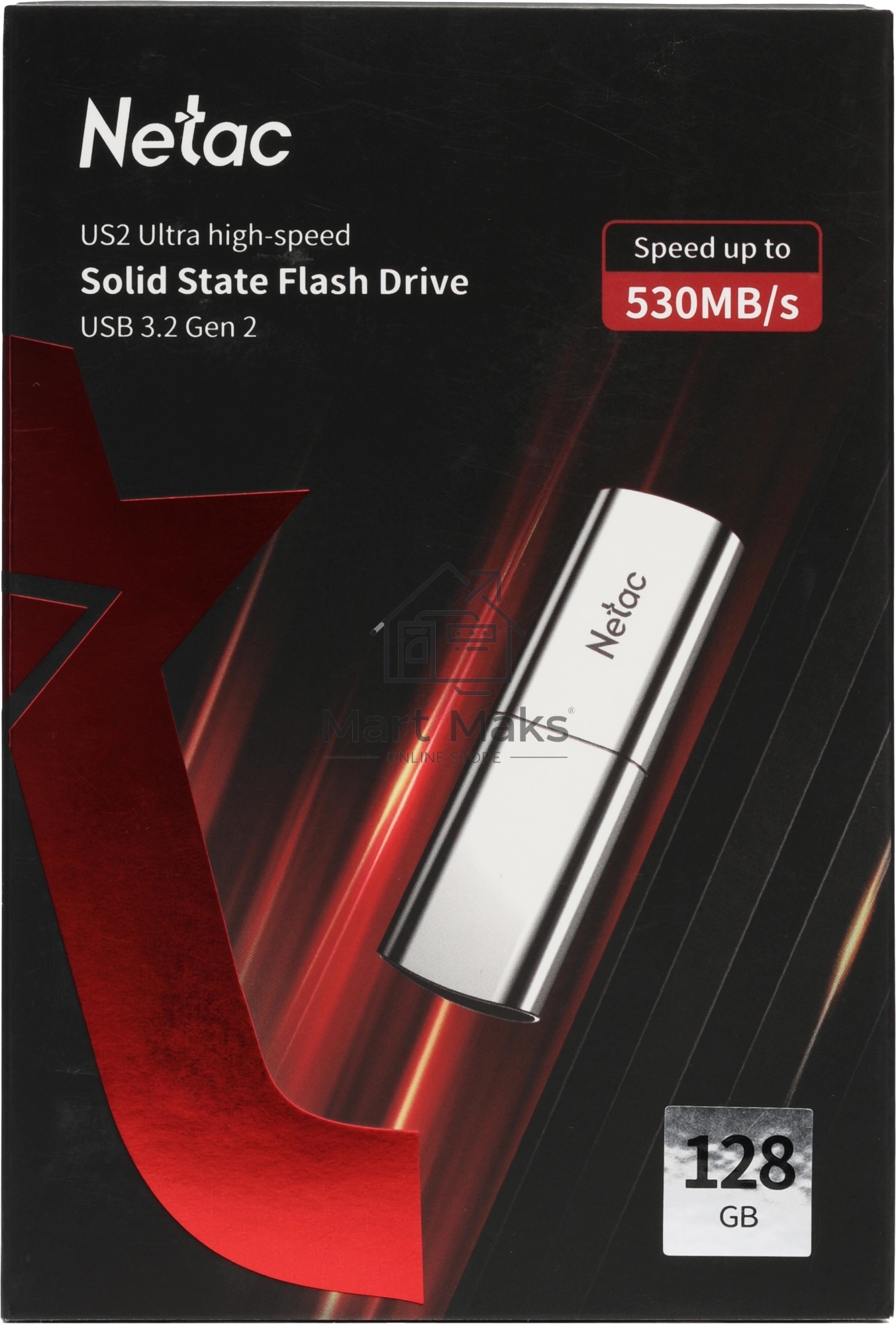 Флешка USB R/W Netac US2 USB3.2 Solid State Flash Drive 128GB,up to 530MB/450MB/s