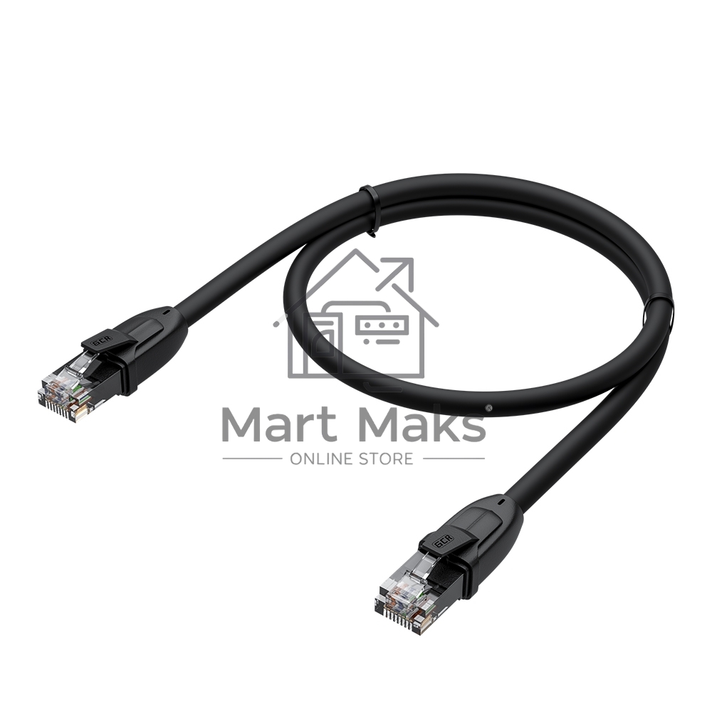 Патч-корд GCR  PROF прямой 1.0m, UTP медь кат.6, че, 24 AWG, ethernet high speed 10 Гбит/с, RJ45, T568B, GCR-52580
