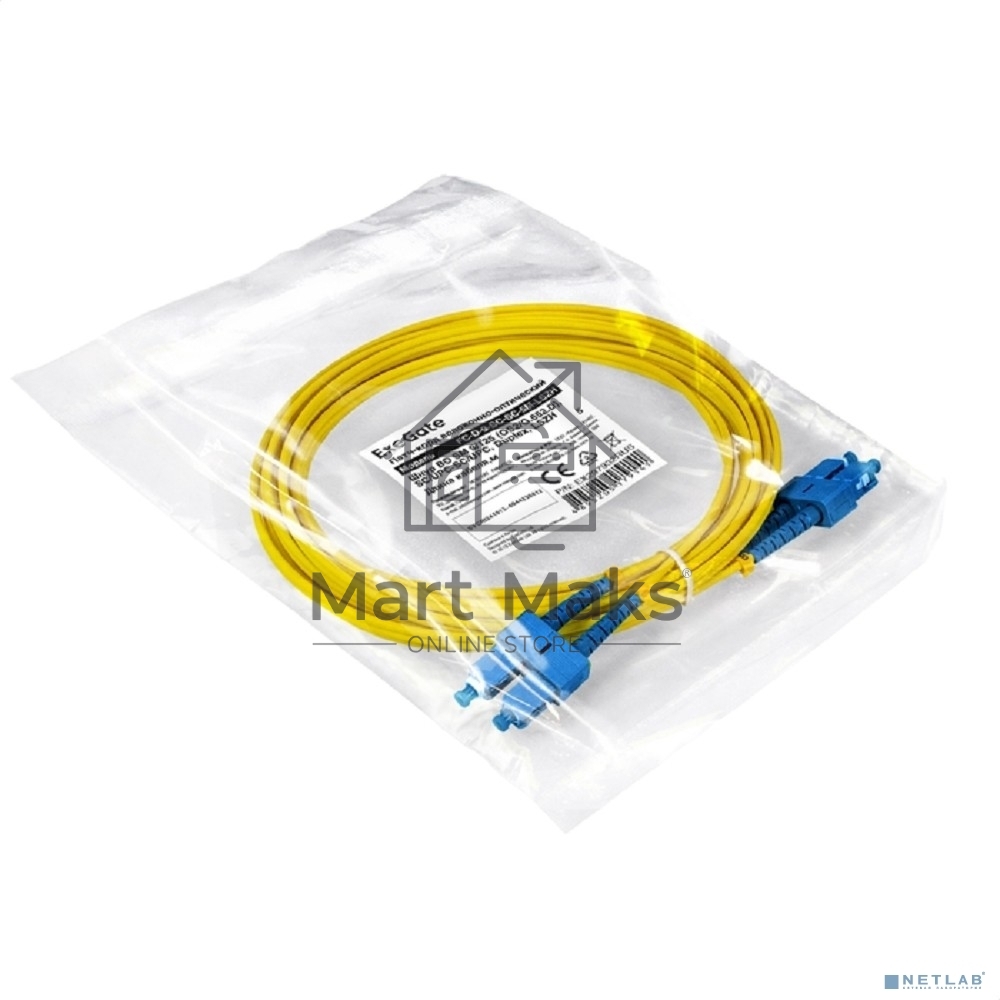 Патч-корд волоконно-оптический ExeGate FC-D-9-SC-SC-5M-LSZH (Шнур ВО SM 9/125 (OS2/G.652.D), SC/UPC-SC/UPC, Duplex, LSZH, 5м)