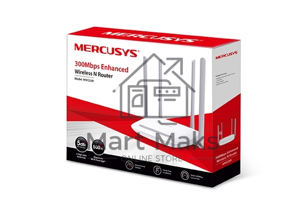 Беспроводный маршрутизатор Mercusys MW325R, 300Мбит/с,4 порта 100 Мбит/с, 4 фиксированных антенны