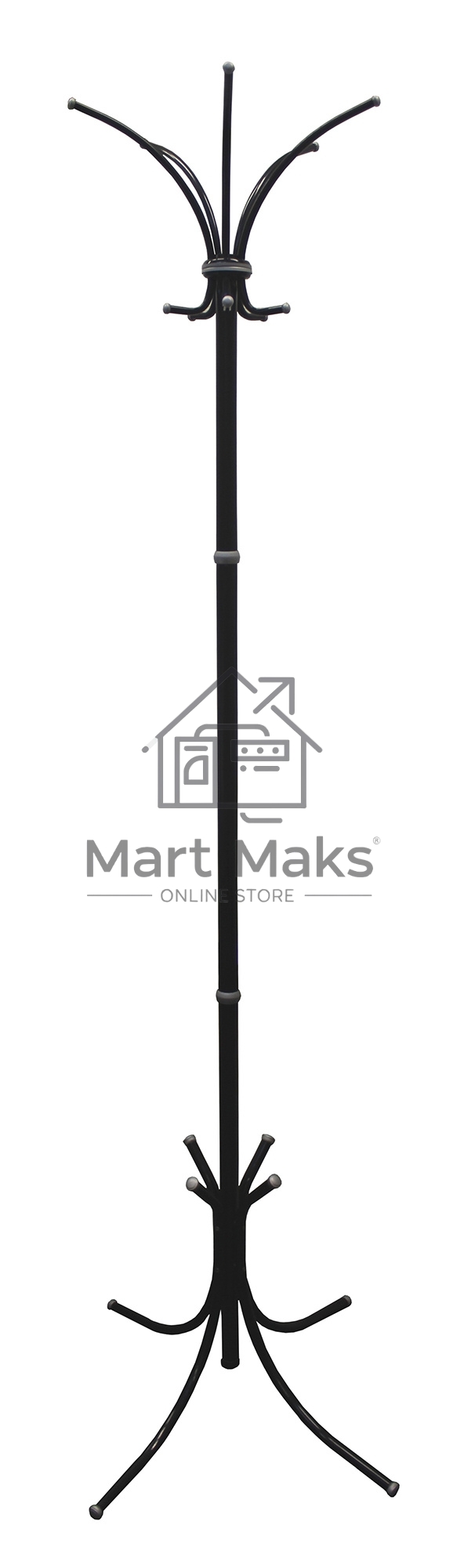 Вешалка напольная Бюрократ Нова-4 НОВА-4/BLACK черный основание крестовина наконечники серый металлик крючки двойные для верхней одежды метал.