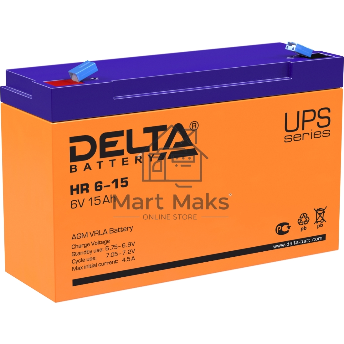 Батарея для ИБП Delta HR 6-15 (6V 15Ah)